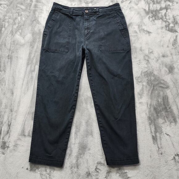 a new day Pants - A New Day Pants Womens 14 Black High Rise Tapered Ankle Flap Pockets Stretch